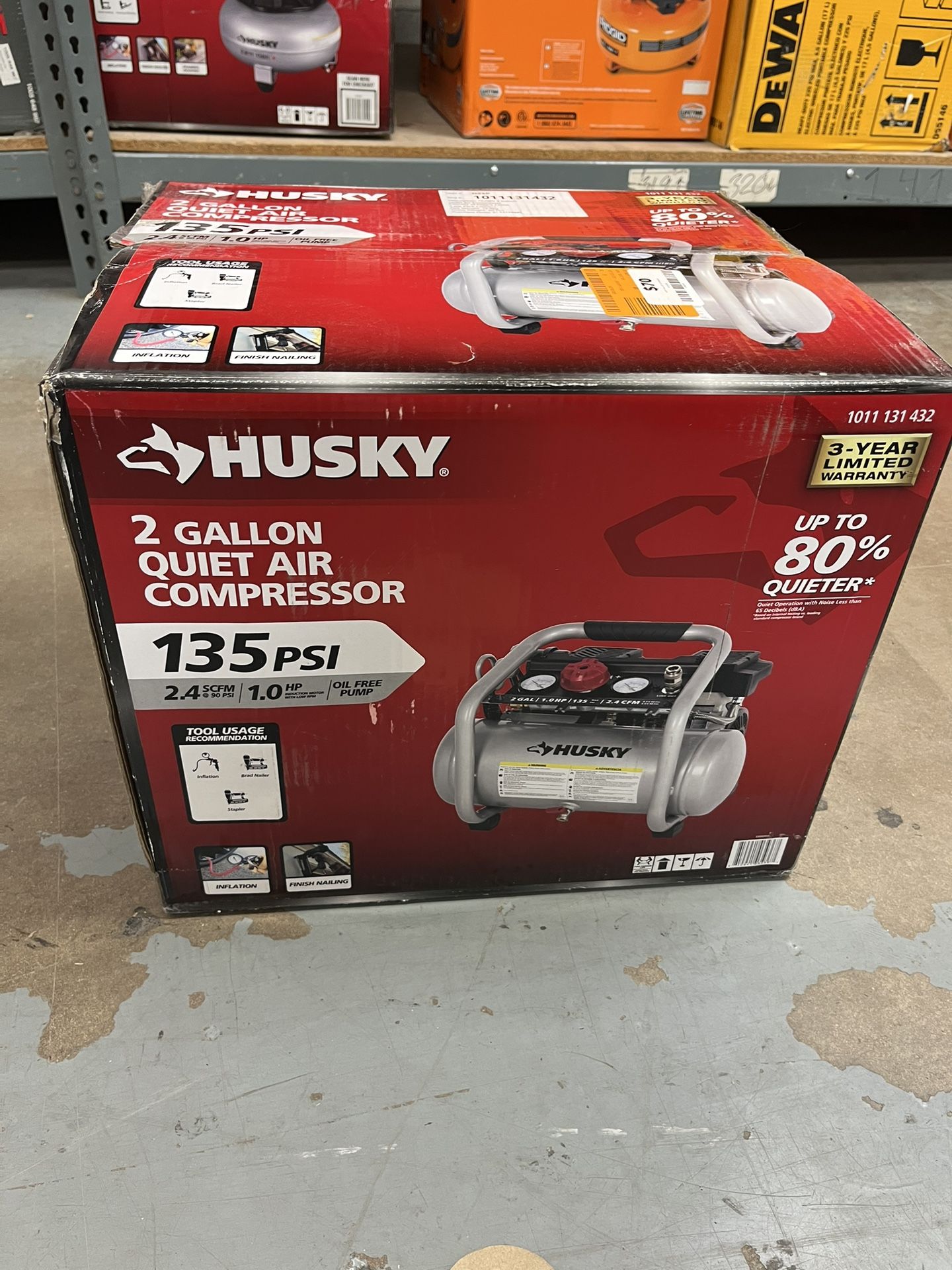2 Gallon Quiet Air Compressor 135 PSI 