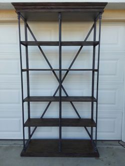 Industrial Wood and Metal Etagere Bookshelf