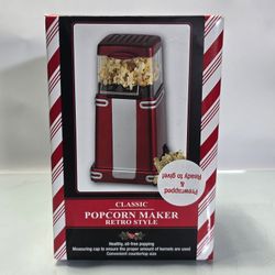 Classic Retro Style Hot Air Popcorn Maker Red Oil-Free Countertop Machine New