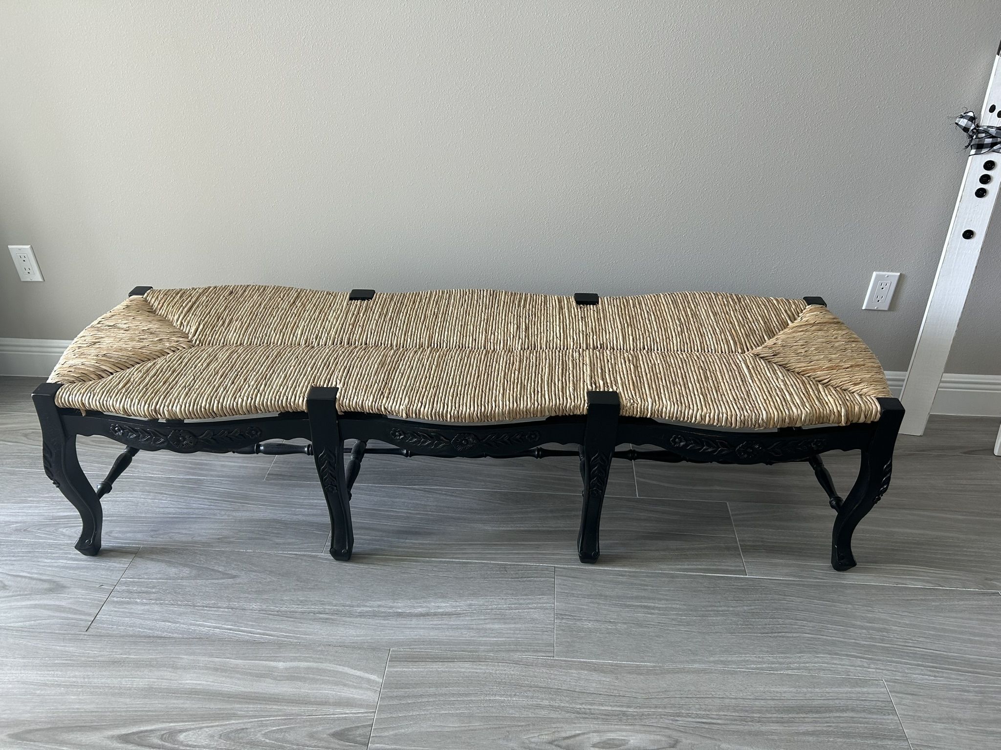 Handwoven Sea grass And Wood Bench