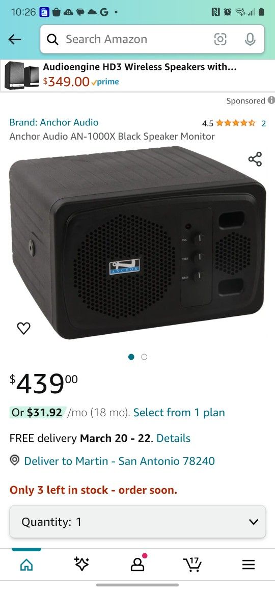 Anchor Audio AN-1000 X Black Speaker Monitor