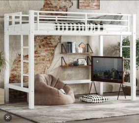 White twin loft bed