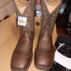 New Men's Brown Wide Square Toe ARIAT Groundbreaker Work Boot Sz 11.5 $110 Firm 
