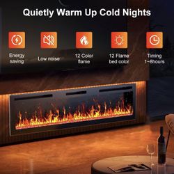 60inch Wall-mounted and wall-mounted electric fireplace with adjustable flame color $199