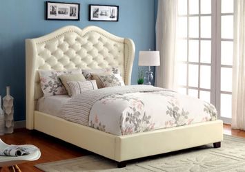 Queen Size Bed Frame Tufted @Elegant Furniture