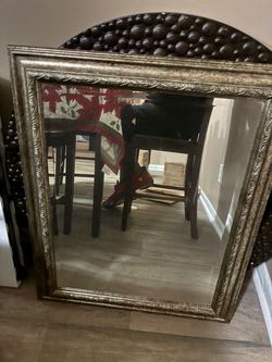 Large Wall Mirror with Ornate Silver Frame