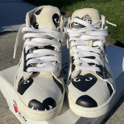 PLAY Comme des Garcons Converse Pro Leather Canvas Black Hearts size 6 men’s