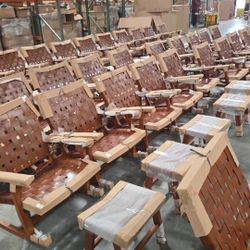 Wooden Rocking Chair With Stool 4 Pcs Set