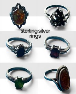 Lot of 6 Sterling Silver Rings