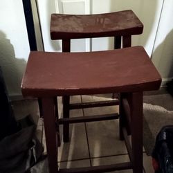 Set Of 2 Solid Wood Stools