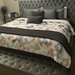 King Size Grey Storage Bed 