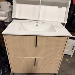 30 Inch Natural Bathroom Vanity with Sink