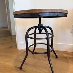 Round Wood Table With Metal Base