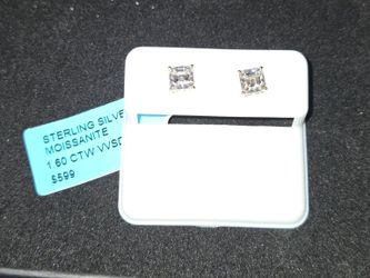 Sterling Silver Moissanite Stud Earrings 1.60 CTW