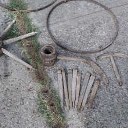 Vintage Wagon Steel Wheels and Hubs and remnants 