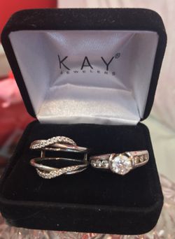 14k gold white custom diamond ring set