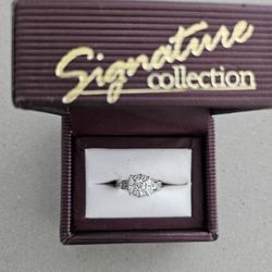 14K Solid White Gold Engagement Ring With 1 1/2 Carats Real Diamond Certified Paperwork In Box 