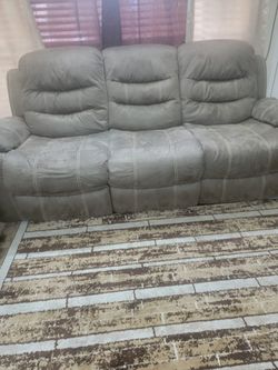Gray Microfiber Reclining 3-Seat Sofa