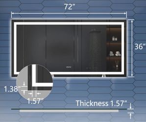 ExBrite LED Light Mirror - 5 available, each sold separately. 72" W x 36" H, Anti Fog, Tri-Color.