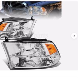 Headlamps For 2009-2018 Dodge Ram 1(contact info removed) 3500 Quad Chrome Headlights 09-18