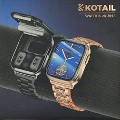 BLACK smartwatch W/built In Earbuds