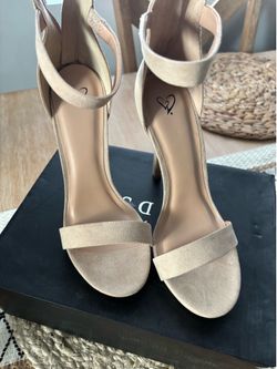 Suede beige heels