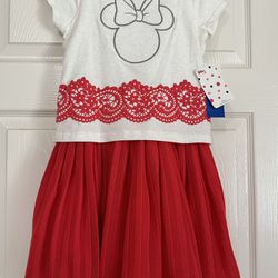 White/Red Minnie Dress S 6/6x