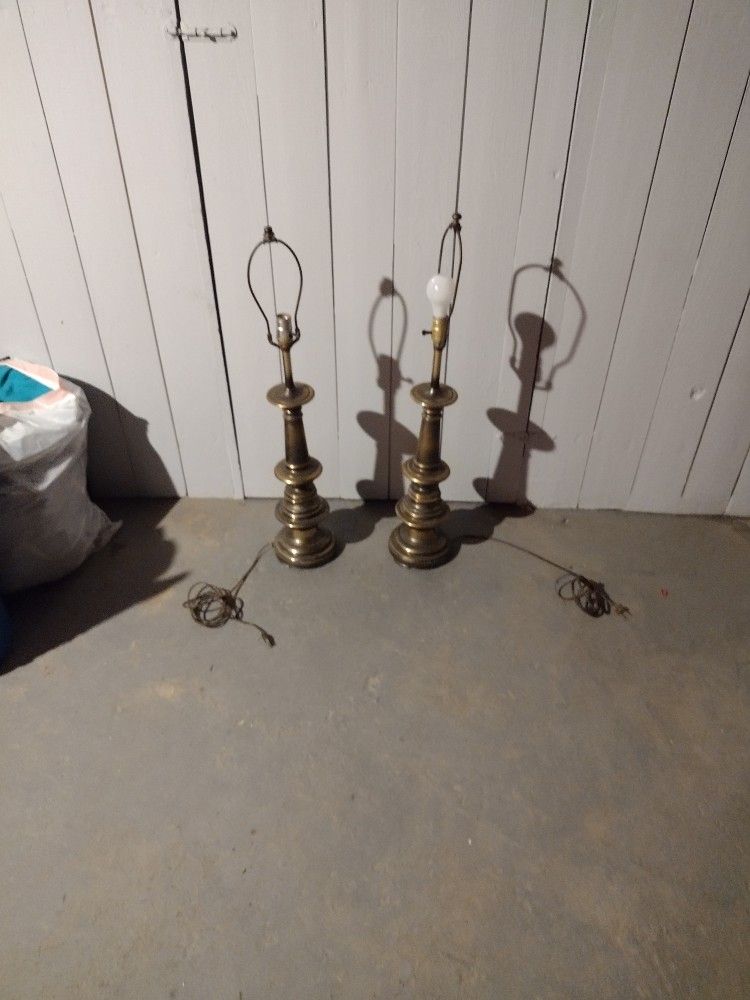 Heavy Antique Solid Brass Lamps
