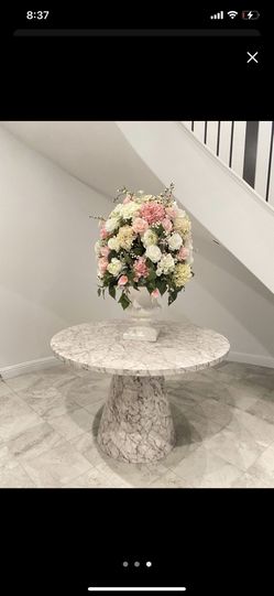 48” White Faux Marble Table