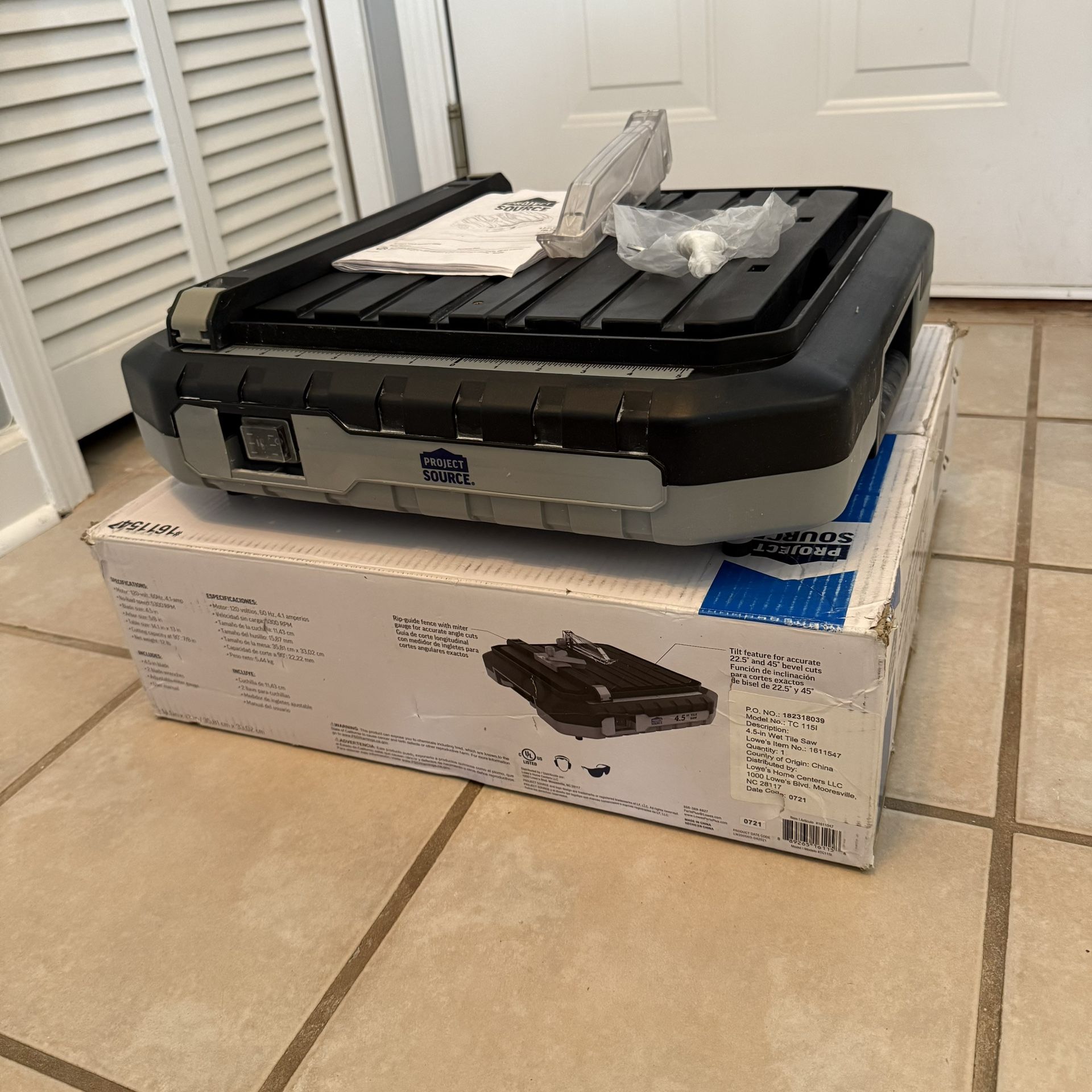 Project Source 4.5in Wet Tabletop Tile Saw