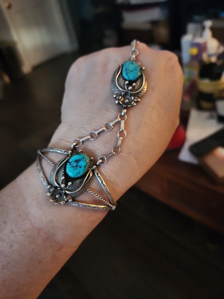 Slave Bracelet Sterling Turquoise Cuff Bracelet