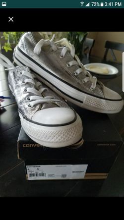 Metallic silver converse