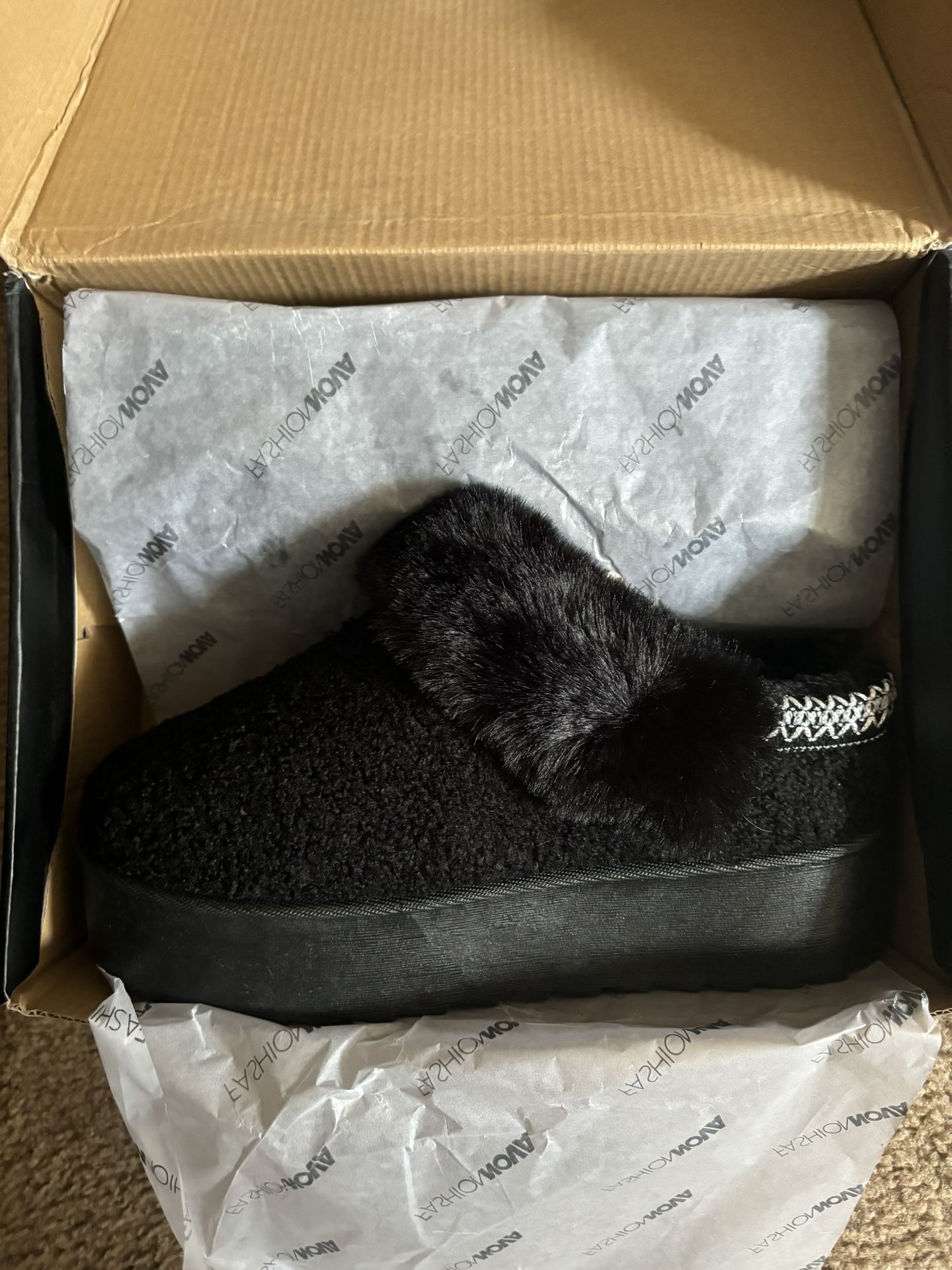 Black Platform Slippers