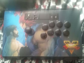 This is a Razer Panthera Street Fighter V Edition arcade stick, designed for PlayStation 4 and PC