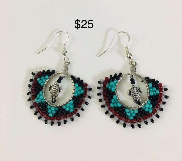 Native American Beaded Hoop Earrings For In Oak Harbor Native American Beaded Hoop Earrings
