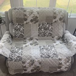 Patchwork Scalloped Printed Furniture Protector Loveseat And 2 Chair Covers