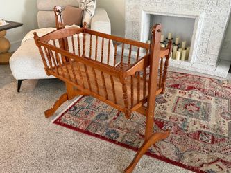 Vintage wood baby bassinet