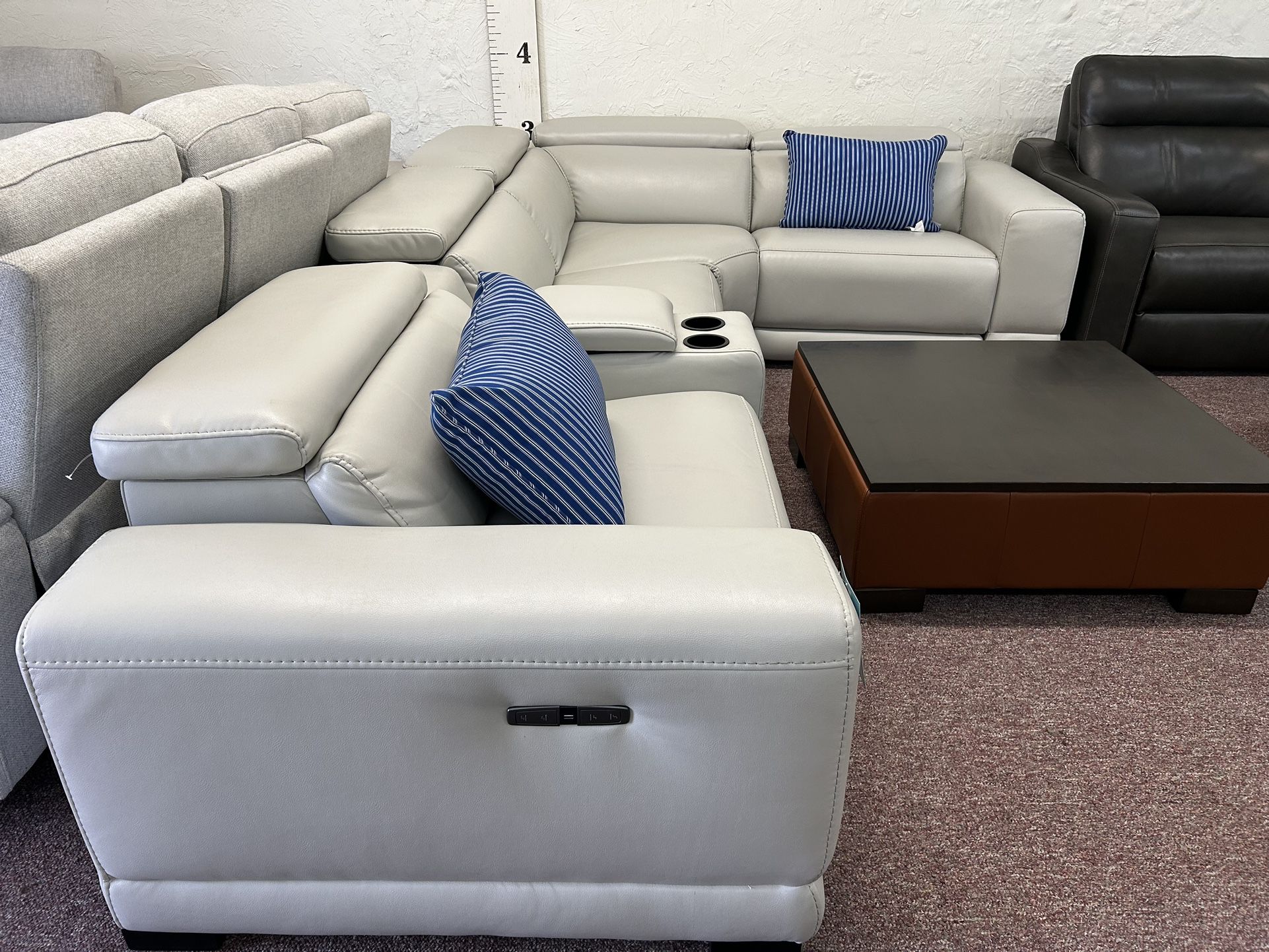 4 Pc Beyond Leather Sectional With 2 Power Recliners- Krofton