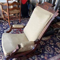 Antique Wooden Platform, Rocker Chair