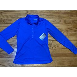 Nike Women’s Golf Dri-FIT Tech Long Sleeve Polo Shirt royal blue sz M NEW!