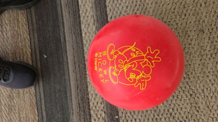 Drilled Kids Red Mickey Mouse Brunswick Bowling Ball Bowl Mickey 7.5lbs approximately