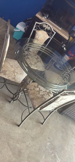 glass steel dining set