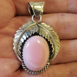 Genuine Sterling Silver Pink Conch Shell Pendant