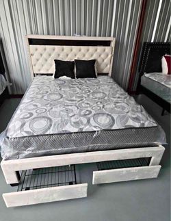 Full size LED storage bed with Mattress $289