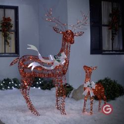 Iridescent Buck And Fawn Christmas Decorations