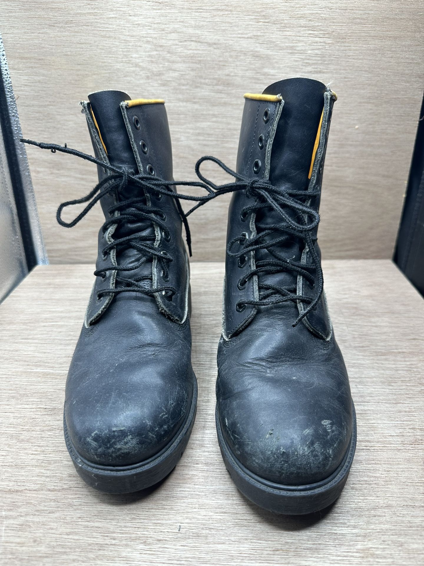 Vintage Knapp Men’s 8.5 Black Leather  Military Combat Work Boots Waterproof