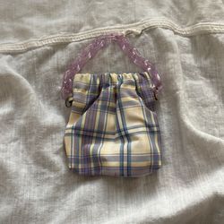 Mini Plaid Handheld Cinch bag 