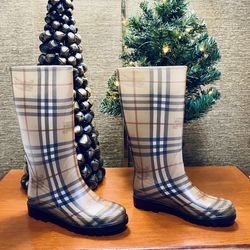 Burberry Brown Check Rain Boots
