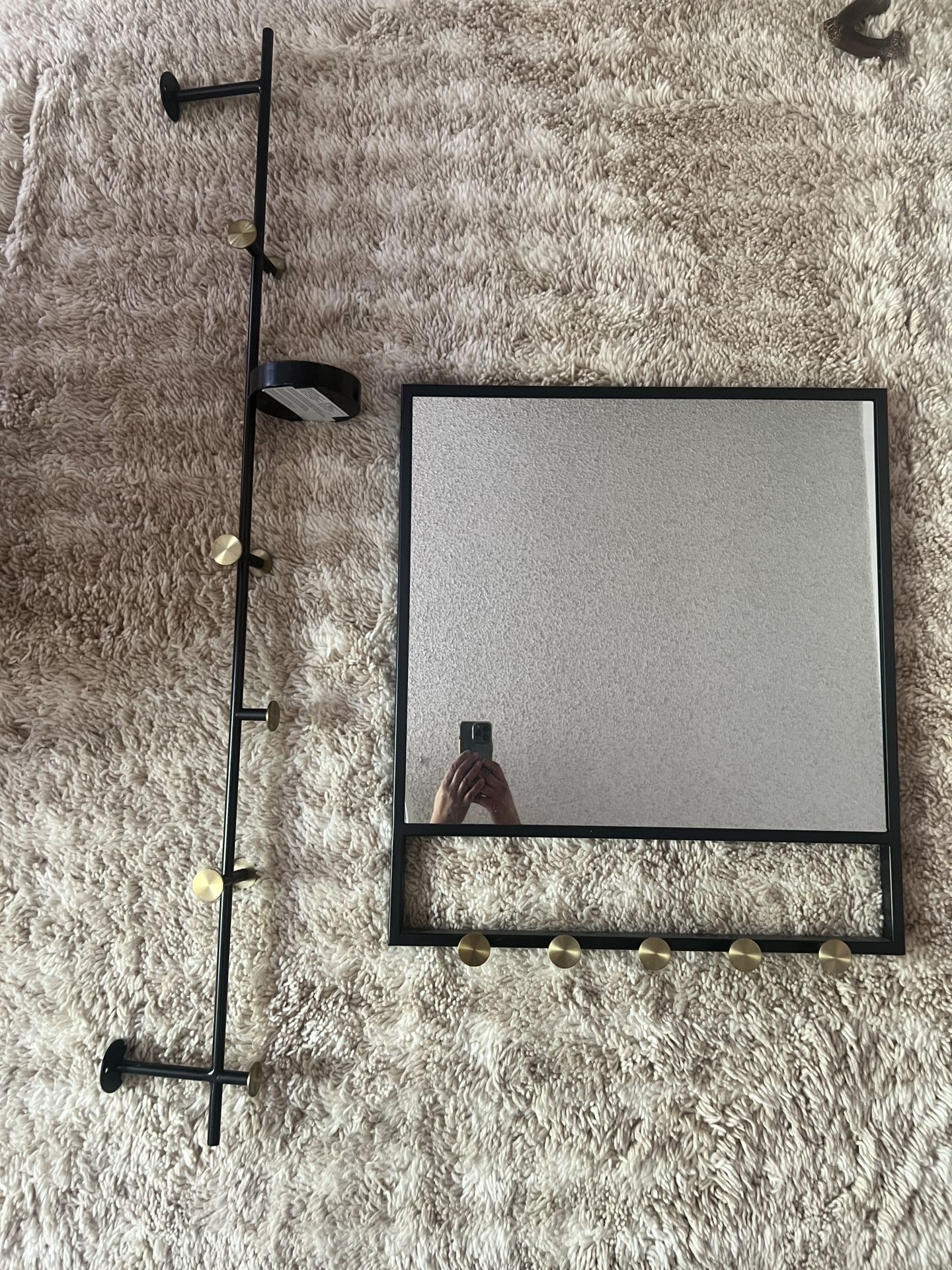 Entryway Mirror And Wall Mount Coat Rack