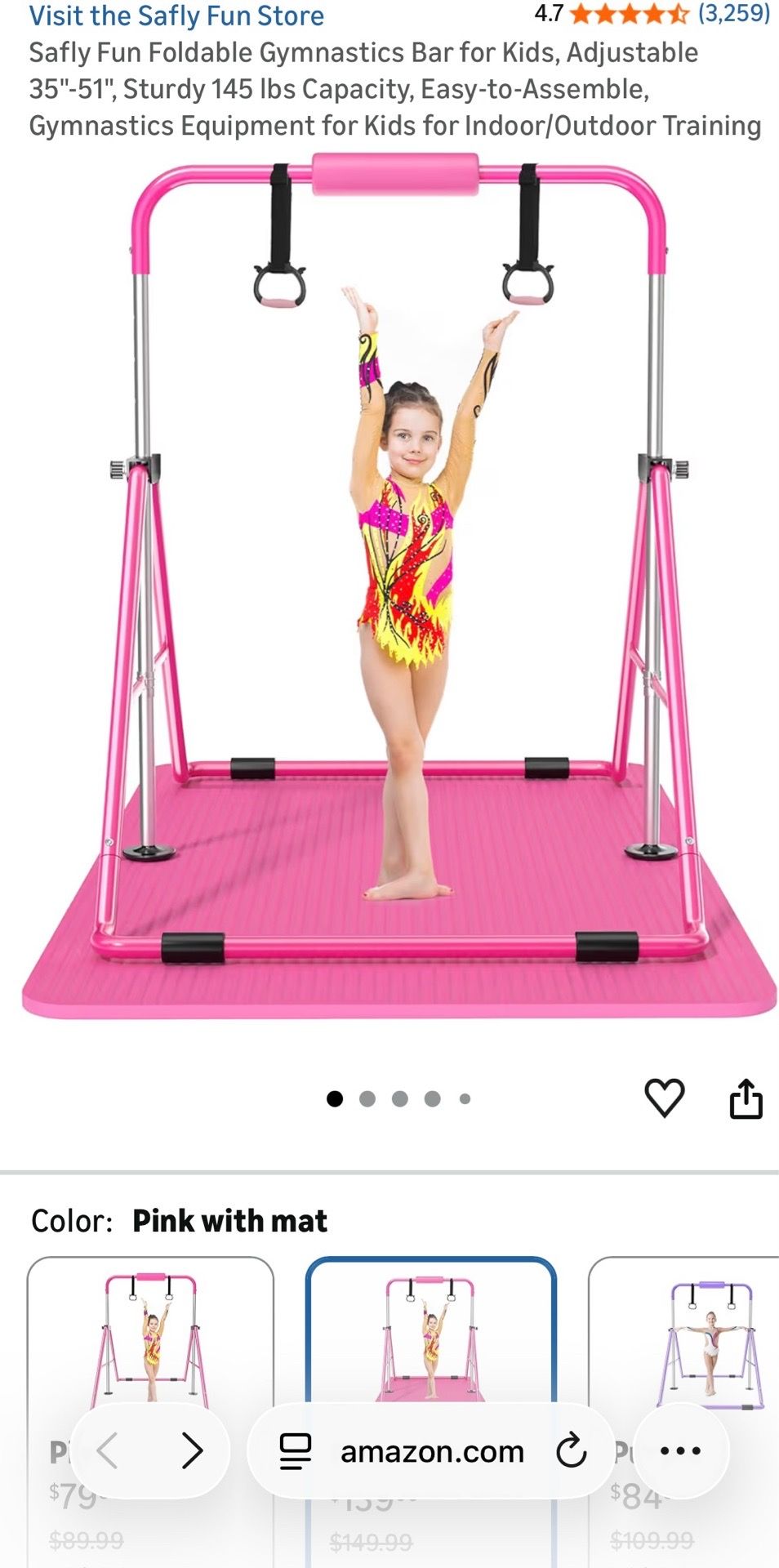 Gymnastic bar with mat